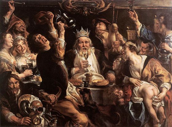 ▲ 그림 1. 요르단스 작 :  ‘술 마시는 왕’ 1640, 브뤼셀, 벨기에 왕립미술관