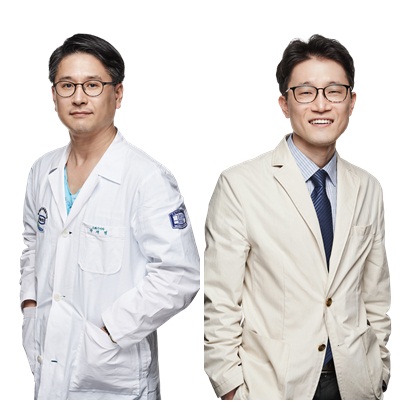 위암센터 박재명 · 이한희(소화기내과) 인물사진 (좌측부터)
