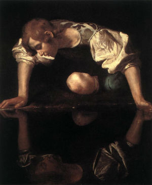 그림 2. 카라바조 작: '나르시쏘스'(1598-99), 국립 고고 미술관