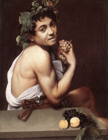 ▲ 그림 2. 카라바조 작: ‘병든 바쿠스’(디오니소스의 로마적 표현)(1593~94), 로마, 보르게세 미술관