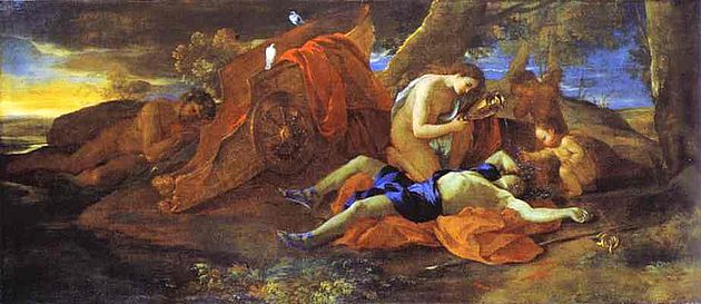▲ 푸생 작 : ‘아도니스의 죽음을 애도하는 아프로디테’(1628) 칸, 비욱스미술관
