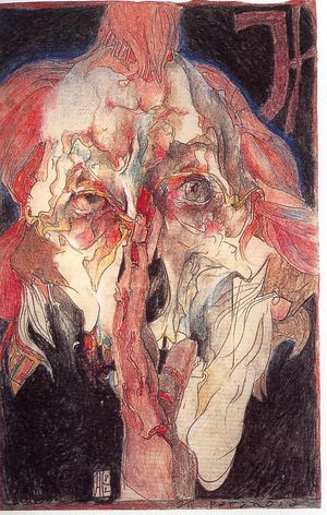 (그림 6) 얀센 작: ‘자화상’(변신망상) 1882, 올덴블그, 호르스트 얀센 미술관