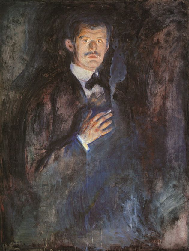 뭉크 작: ‘담배 피우는 자화상’(1895) 오슬러, 국립 미술관