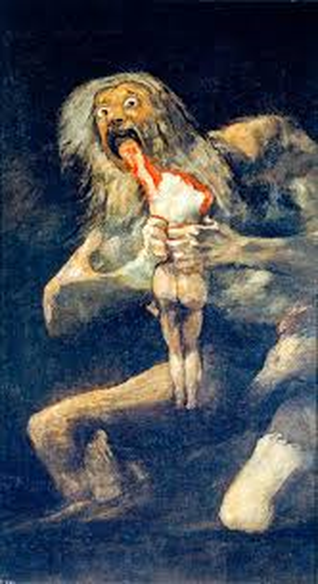 고야 작: ‘자식을 잡아먹는 사투르누스’(1821-24) 프라도 미술관 소장