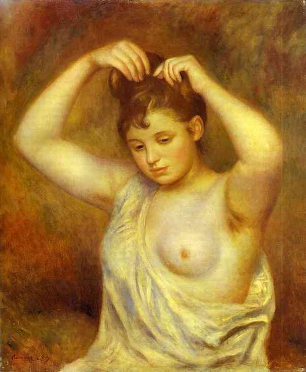 르누아르 작: ‘머리 빗는 여인’ (1887) 페테르스브르그, 헤르미타제 미술관