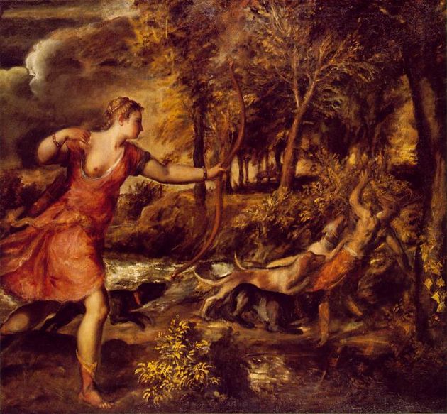 티치아노 작: '악타이온의 죽음‘ 1562, 런던, 국립 미술관