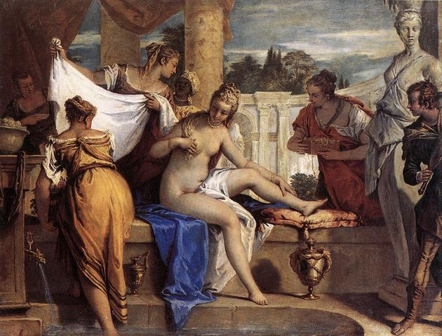 세바스티아노 리치 작: ‘바쎄바의 목욕’1725, 베를린, 달렘 미술관