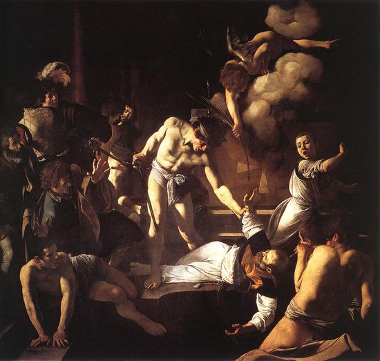 카라바조 작: ‘마테오의 순교’1599-1600, 로마, 산 루이지 데이 파란체시 교회