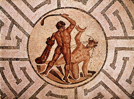 ‘미노타우로스를 정복하는 테세우스’ 로마 모자이크